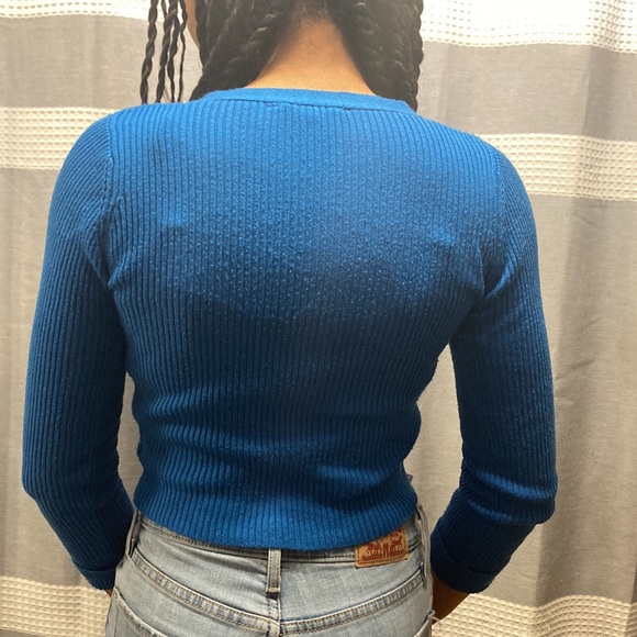 Blue Cropped Cardigan - Picture 2 of 4
